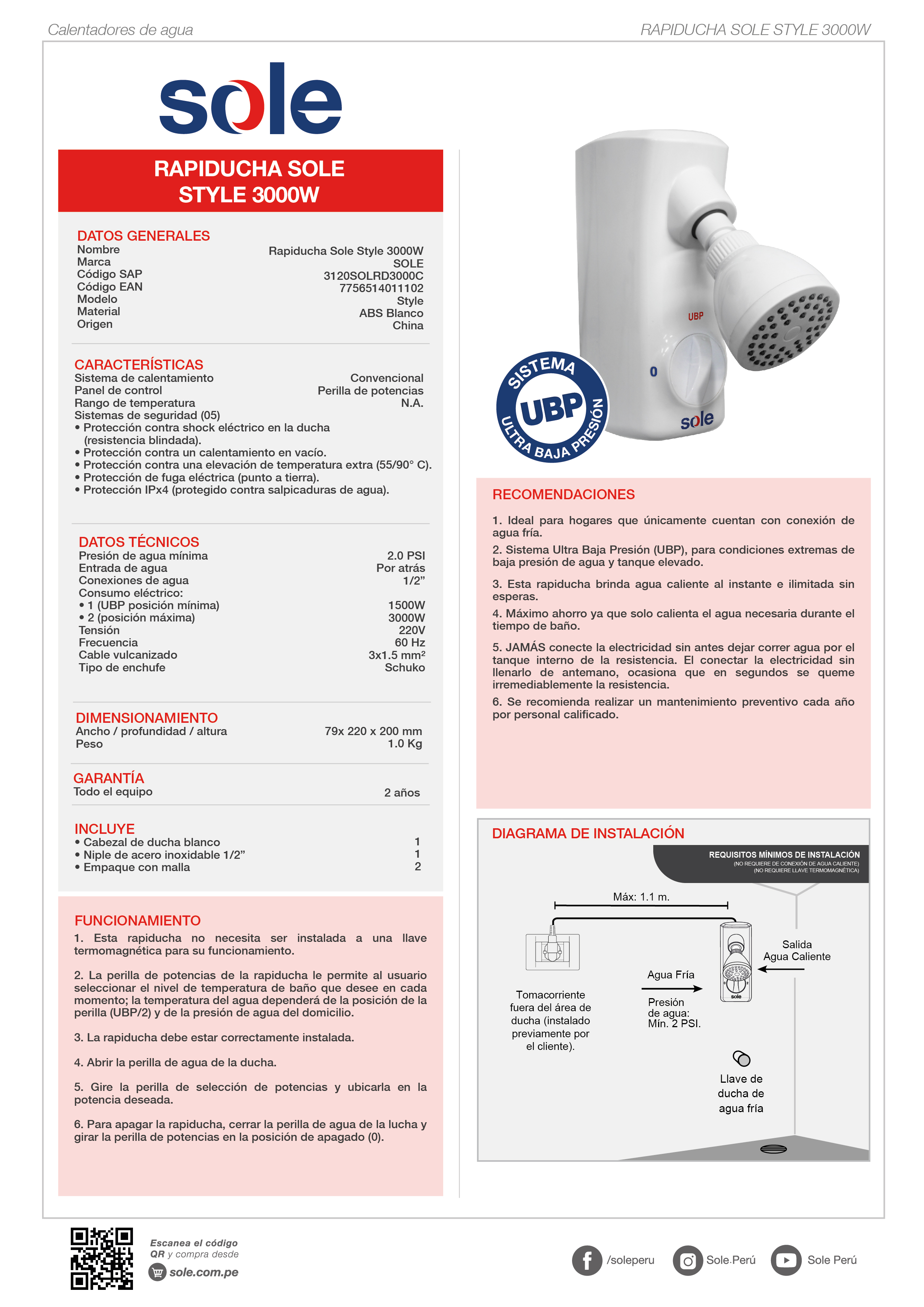 Rapiducha Sole Style 3000w